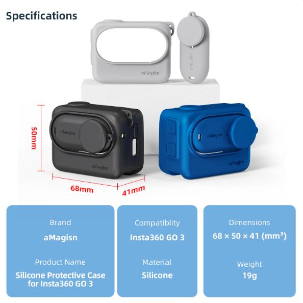 Pentru Insta360 GO 3 Husă din silicon pentru Insta360 Go 3 Husă de protecție pentru cameră de acțiune cu accesorii pentru folie de protecție a obiectivului