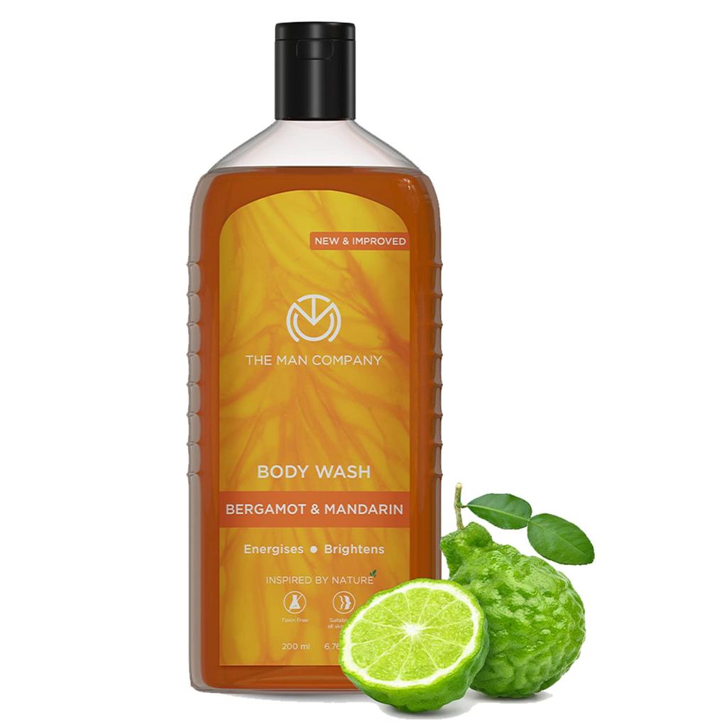 The Man Company Perfumed Body Wash- Bergamot & Mandarin | Shower Gel for Glowing & Bright Skin | With Turmeric & Orange Peel Extract | Long-Lasti