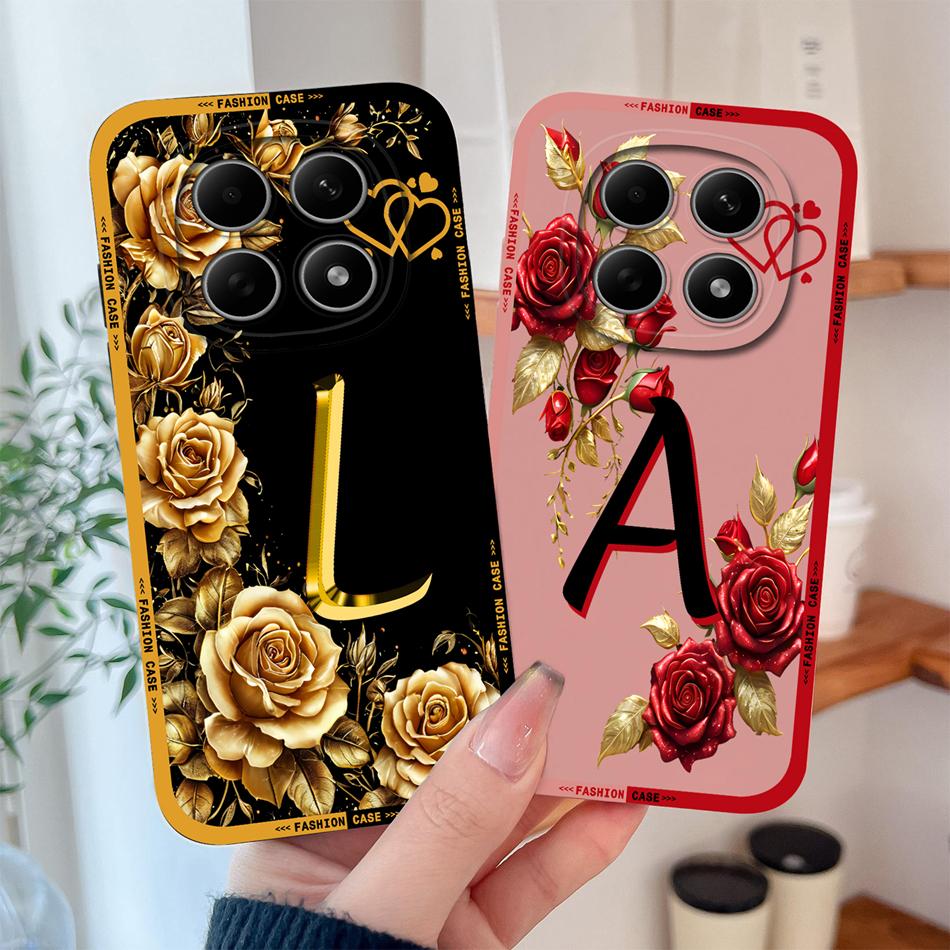 Case For Poco M8 Pro / Poco M5 M5S Fashion Rose Letters Soft Liquid Silicone Phone Shell For Poco M 8 M 5 Lightweight Funda