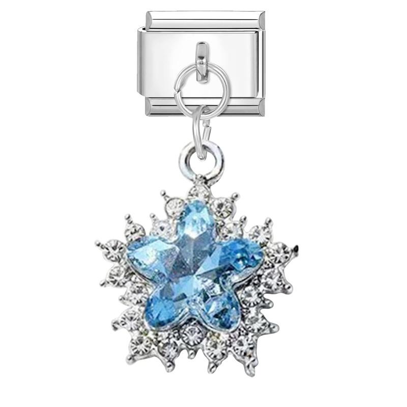 New Shiny Bow Knot Butterfly Moon Star Zircon Pendant Italian Charm Link Fit 9MM Bracelet Stainless Steel Women Men DIY Making