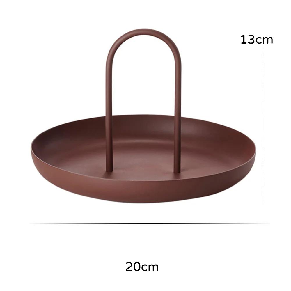 Desktop Tray Round Portable Tray with Handle for Sundries and Small Home Decor Necklace Kitchen Storage Trays Organization
