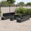 Ensemble de canapés de jardin vidaXL 11 pièces avec coussins Noir Poly Rattan Acacia, Sofa de jardin 2 places vidaXL364709