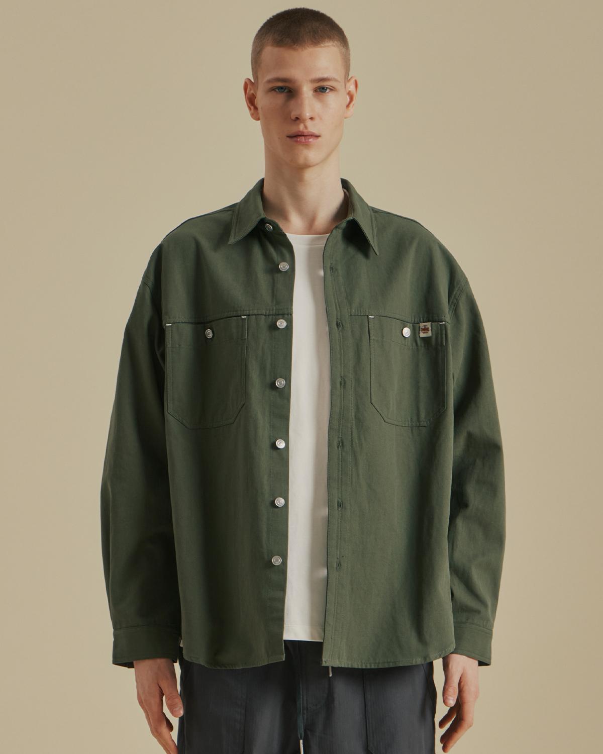 Onhanseu Tag Button Trail Shirt_Deep Sage Green Deep Sage/L