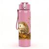 1PC Autumn Hedgehog Leaves Print 750ml Color Plastic Sports Water Bottle Leakproof Flip Straw Lid Suitable for Sports Office Home Use