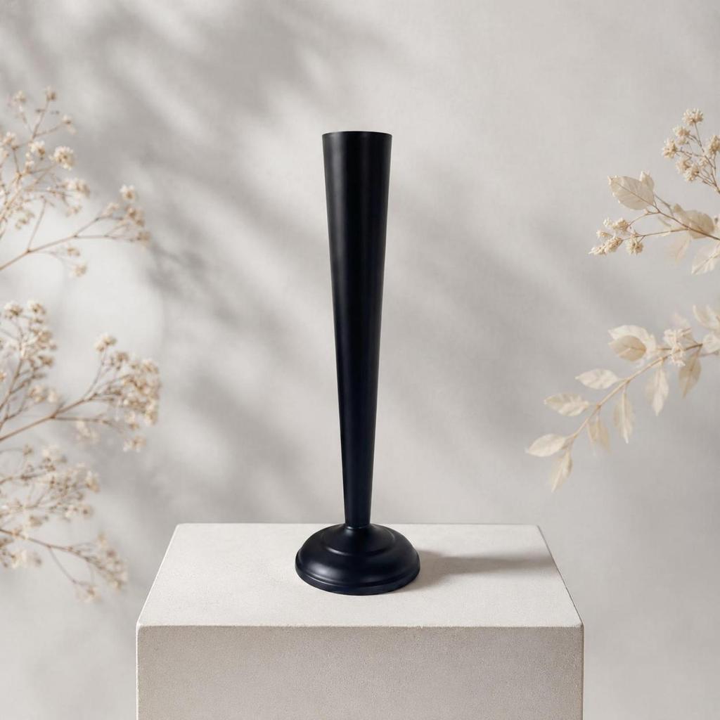Black Metal Vase Minimalist Design Tall up to Date Style Home Decor for Hotel,