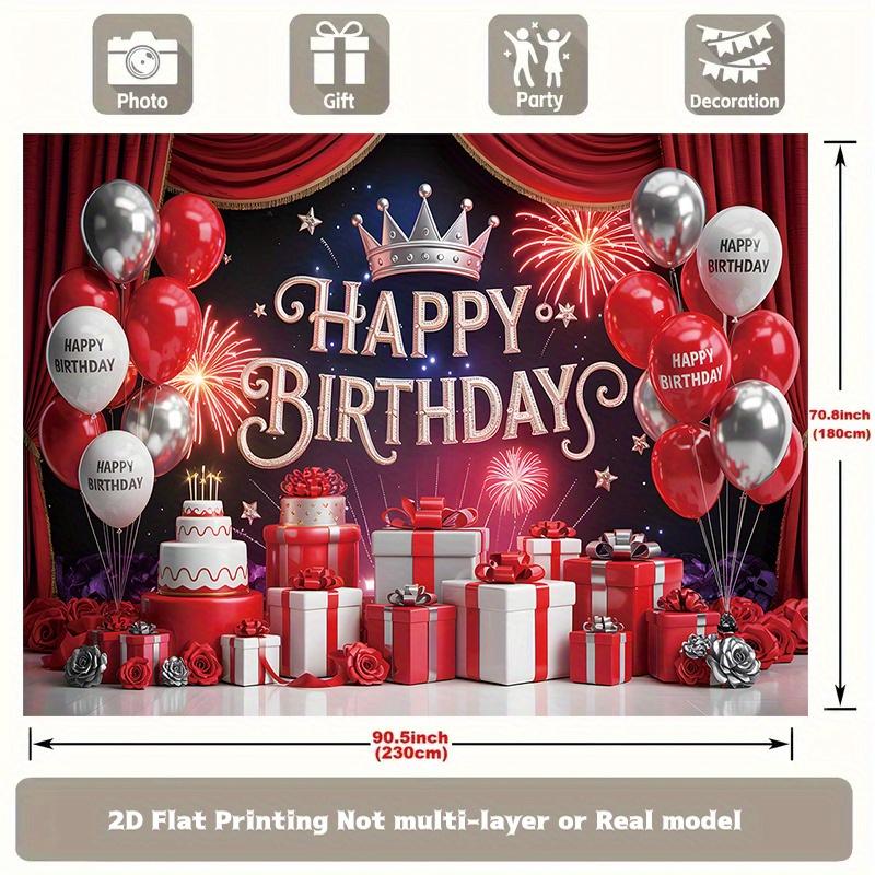 Party Backdrop Fireworks Red Silver Flat Event Photo Background Birthday Party Decor