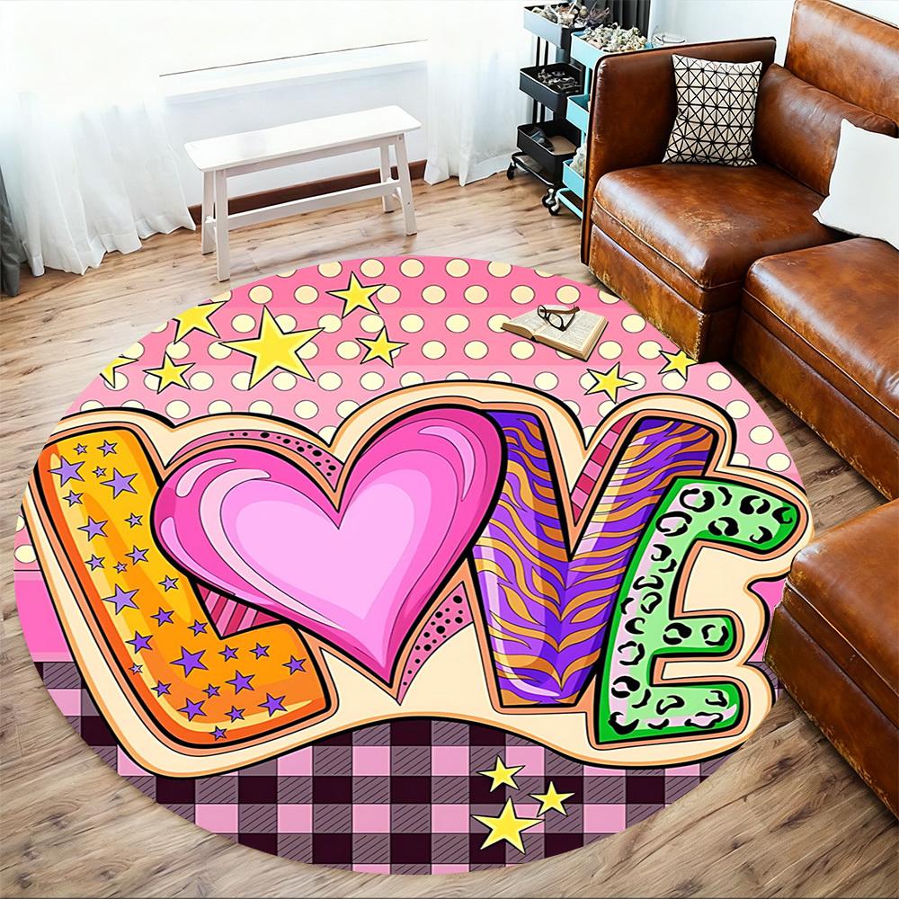 1pc love pattern Round Chair mat Area Rug - Non-Slip, Floor Mat for Office, Bedroom, and Indoor Decor c1125065