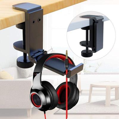 Suporte para fone de ouvido sob a mesa, suporte dobrável para fone de ouvido, almofada de silicone antiderrapante de alumínio para PC