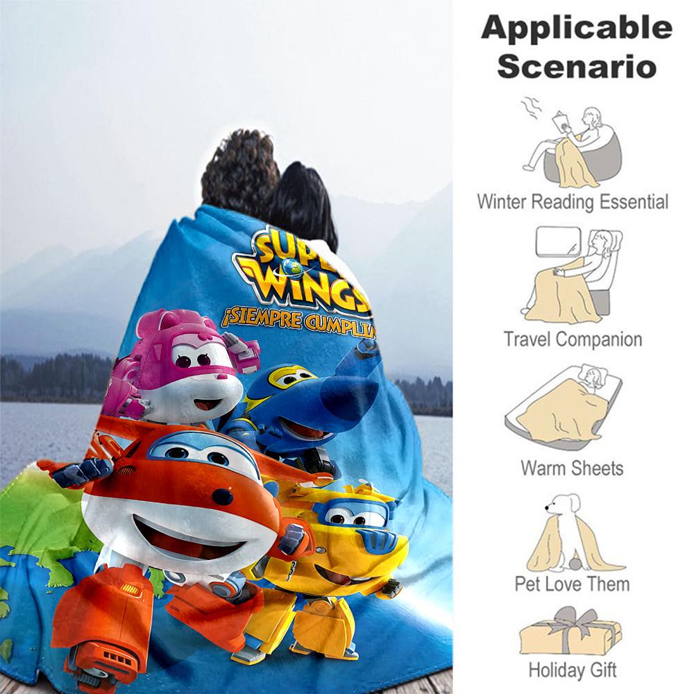 1pc Super Wings Outdoor Blanket Lightweight Flannel, Soft & Warm, All-Season Use for Sofa, Outdoor, Camping, Living Room, Office134