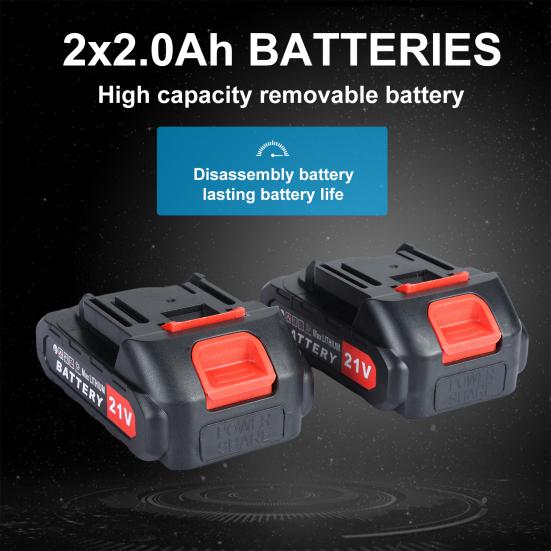 2 x 21V Elektrische Astschere Professionelle Akku-Baumschere mit scharfer Klinge Astschere mit 2 wiederaufladbaren Batterien 25mm Schnittdurchmesser