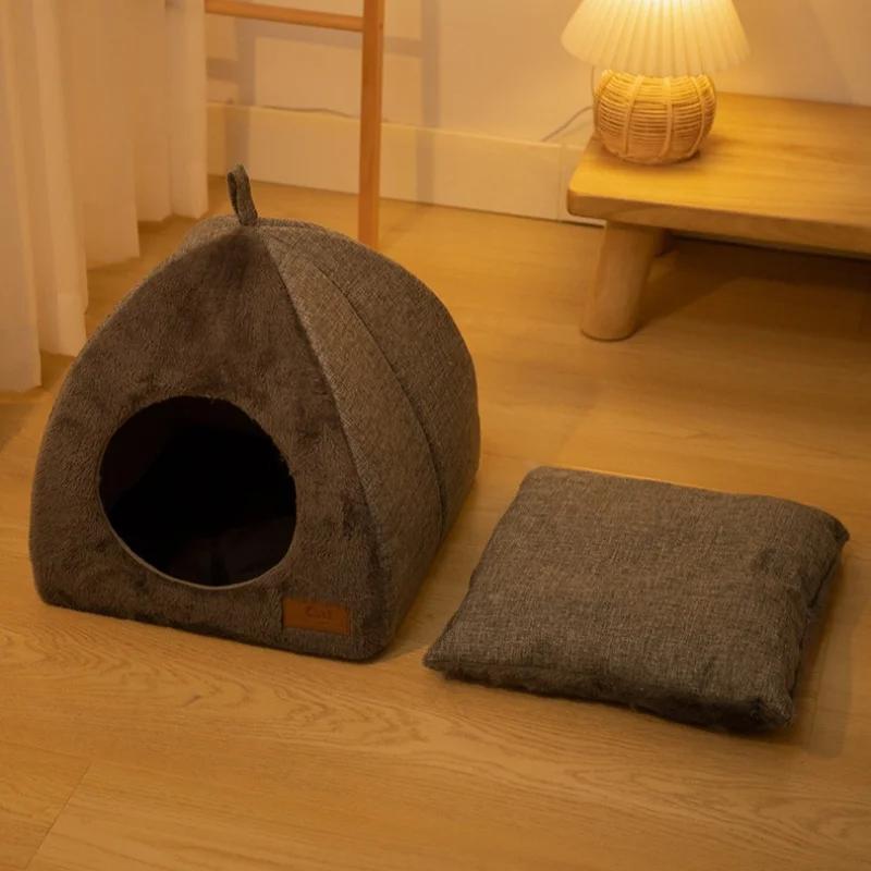 Cat Cottage Triangle Cat Litter Enclosed Cat House Pet Litter Warm Thickened Deep Sleep Kennel Pet Supplies