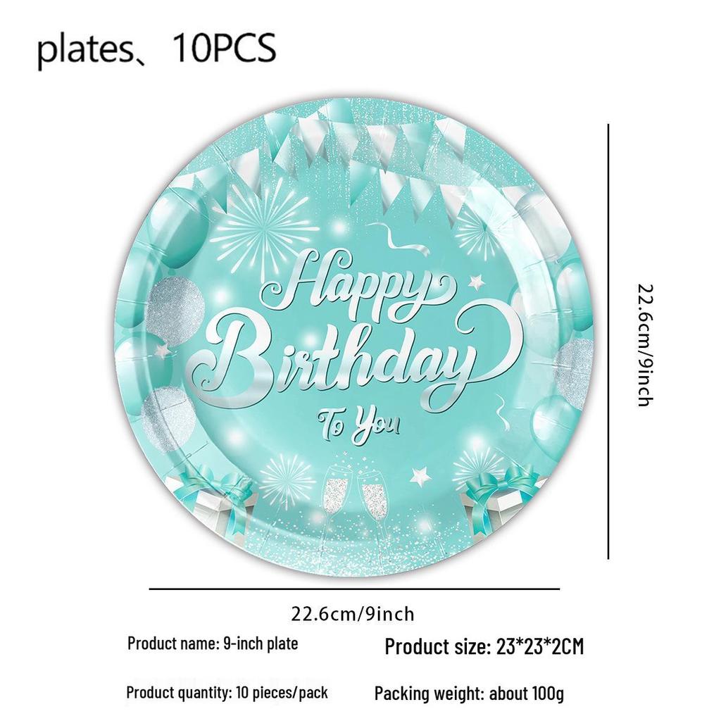 Tiffany Blue Birthday Party Decorations: Paper Plates, Flags, and Napkins