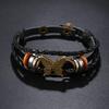 Retro Punk Multi-layer Beaded Leather Bracelet with Butterfly Accent