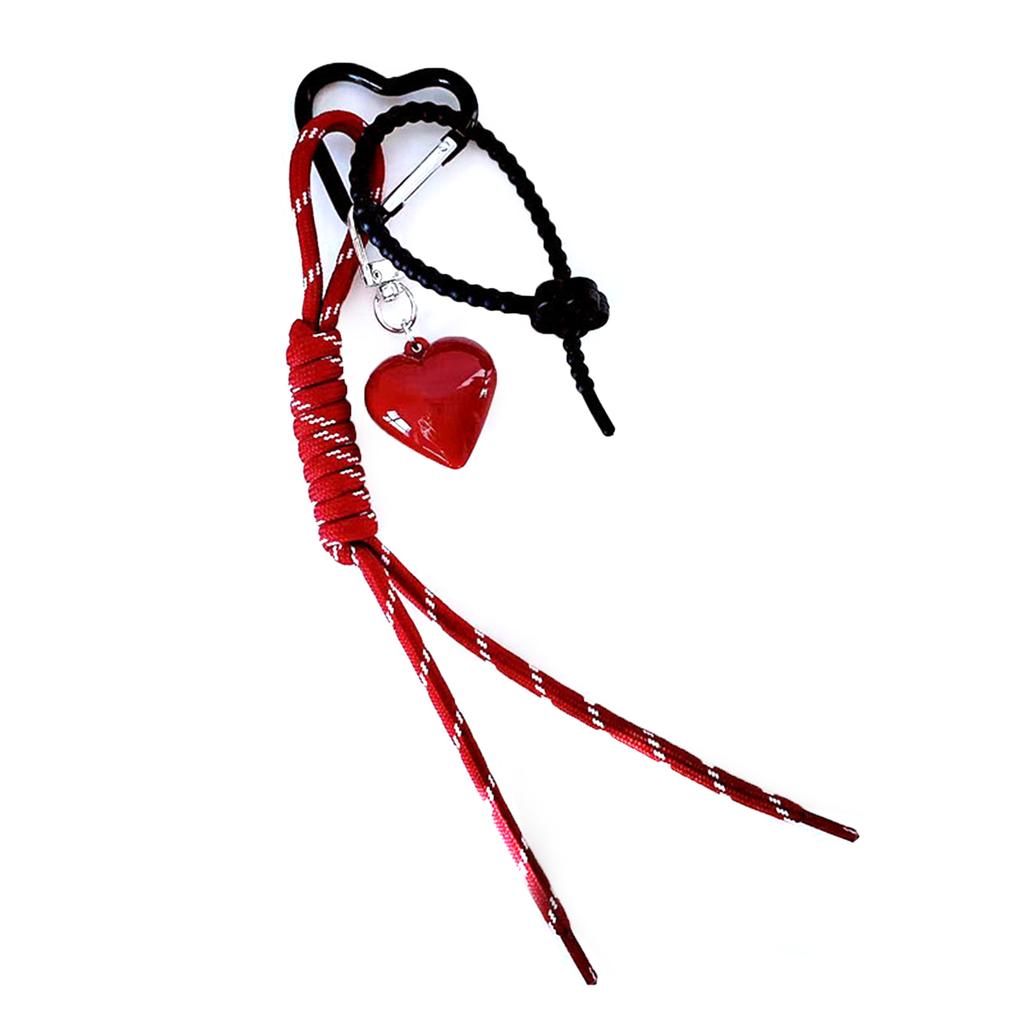 Lovely Heart Keychain Braided Rope Keyring Bag Charm Handbag Charm Bag Pendant Ornaments Car Keychain Decorations