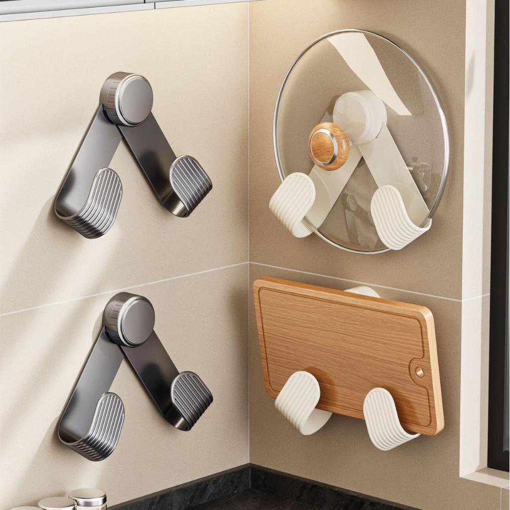 Adjustable No-Punch Suction Cup Pot Lid & Cutting Board Wall Rack