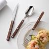 Retro Teakwood & Black Walnut Stainless Steel Dinner Fork