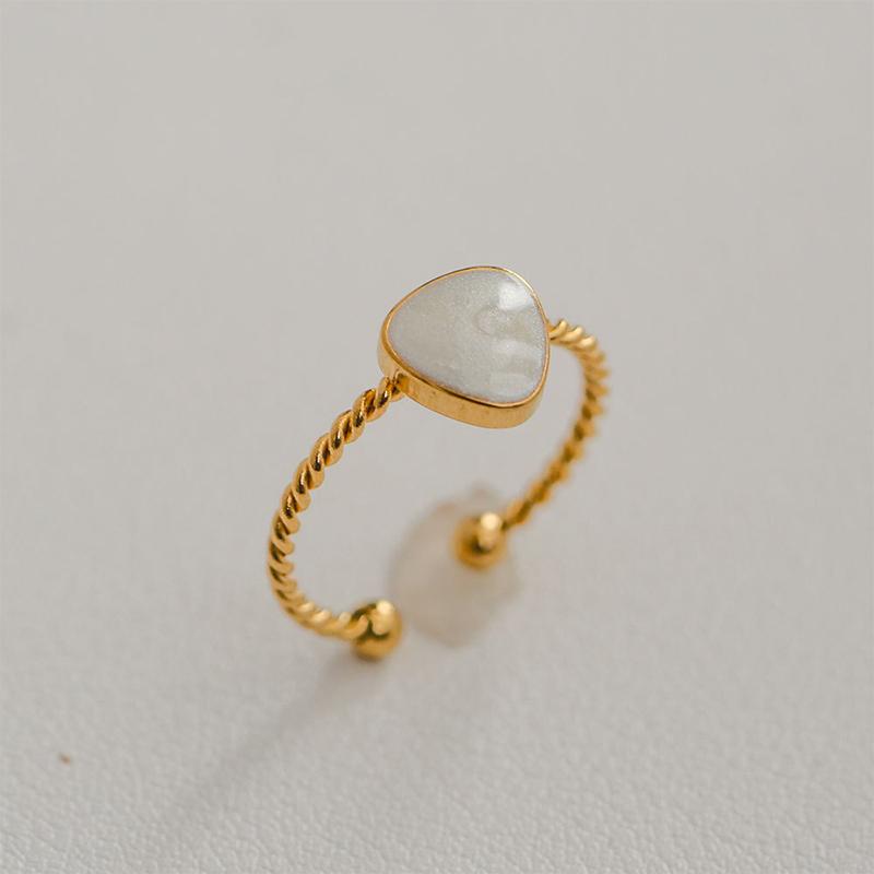 Stainless Steel French White Enamel Rings For Women Drip Glaze Romantic Elegent Girl Ring Daily Wear Sweet Y2K Jewelry No Fading