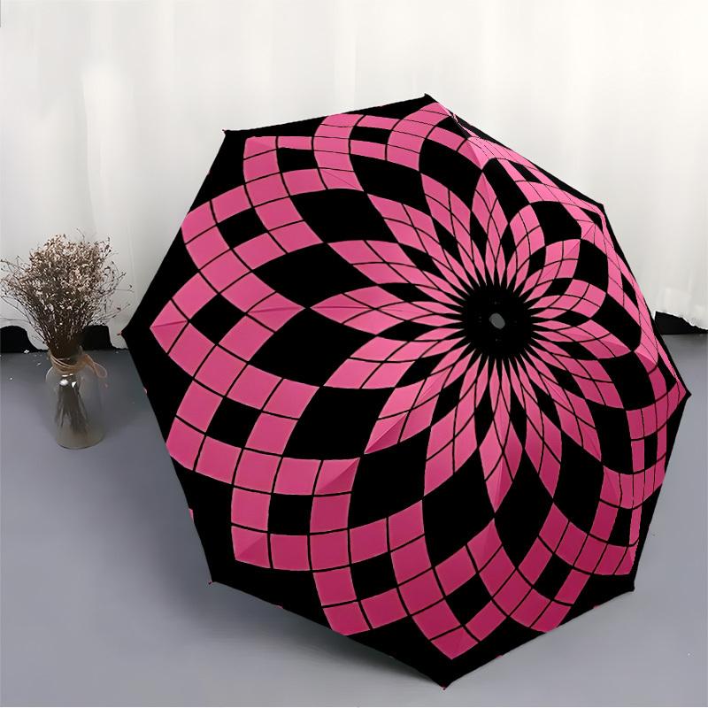 1pc Optical IllusionAutomatic Open/close Folding Umbrella, Compact Portable Travel Umbrella, Perfect Birthday/Holiday, Cute Umbrella y053