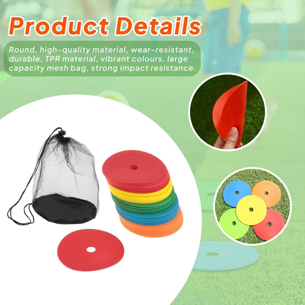 50x Spots Markers Flat Cones Nonslip Floor Hole Soccer Training Field Court for