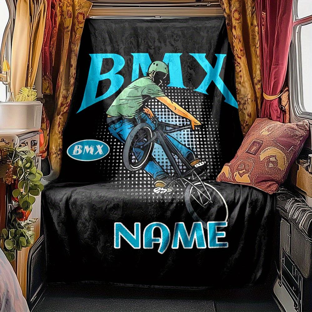 Bmx Rider Graphic Blanketcustomize Your Name Lightweight Comfortable And Stylish Blanket For Travel Bed Home Chair Office Sofa And Camping All Season