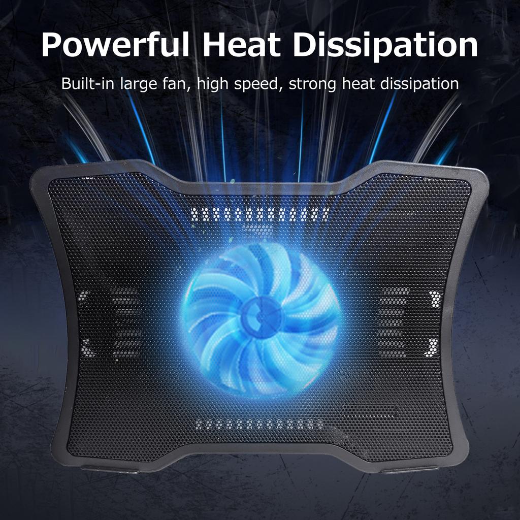 Refrigerador portátil para laptop Base de resfriamento de laptop com ventilador único Design Suporte para duas portas USB de baixo ruído