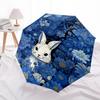 1pc Rabbit Blue flowersOpen/Close Umbrella-Windproof, Compact Travel Umbrella, Sturdy 8-Rib Shaft, Outdoor Accessory, 1053