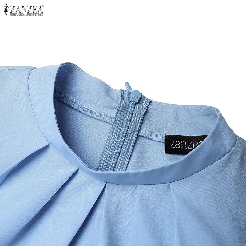 ZANZEA Women Casual Round Neck Summer Short Sleeve Dress