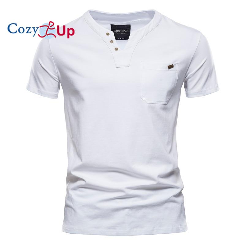 

Уютная качественная хлопковая футболка мужская однотонная дизайнерская футболка с v-образным вырезом повседневная классическая мужская одежда топы футболка M белый