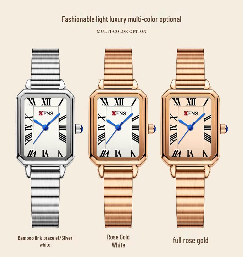 Oufanny Women's Simple Square Dial Quartz Wristwatch – Korean Style, Light Luxury for Ladies & Students