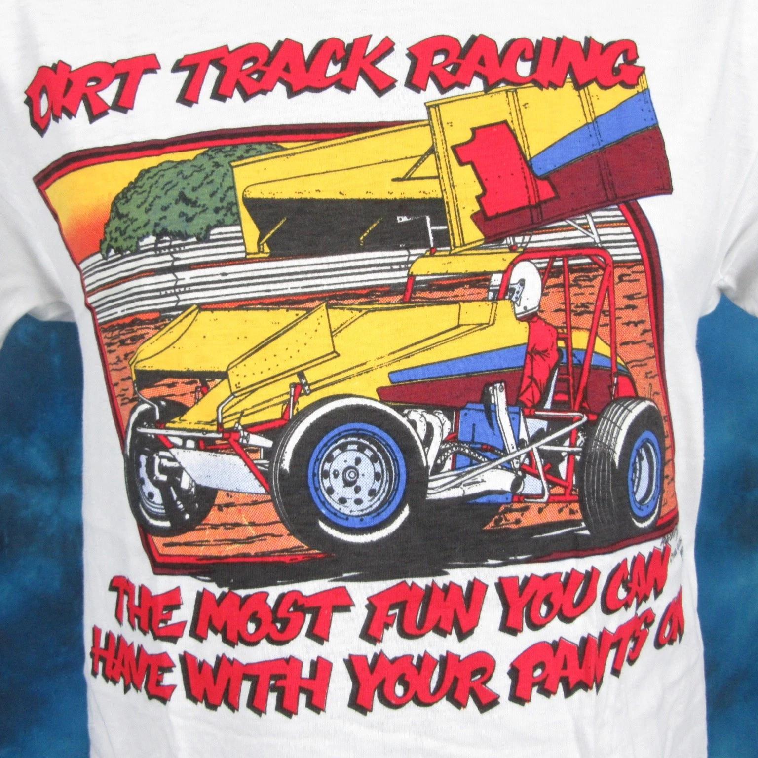 

vintage 80s NARC DIRT TRACK RACING SUNSET T-Shirt S/M cartoon single stitch 2XL