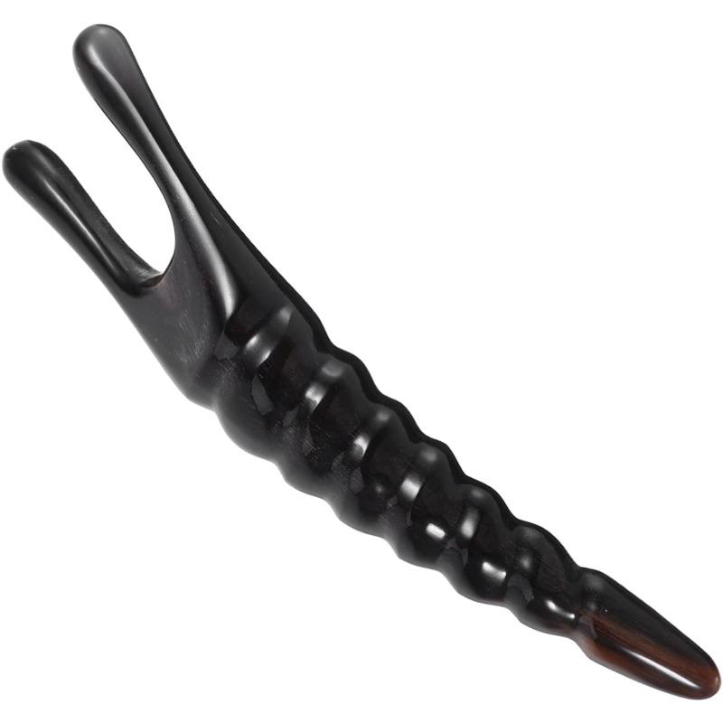 Portable Black Horn Massage Stick - Mini Gua Sha Tool for Face, Eyes & Neck, Acupressure Therapy for Eye Fatigue, Durable & Compact for Home