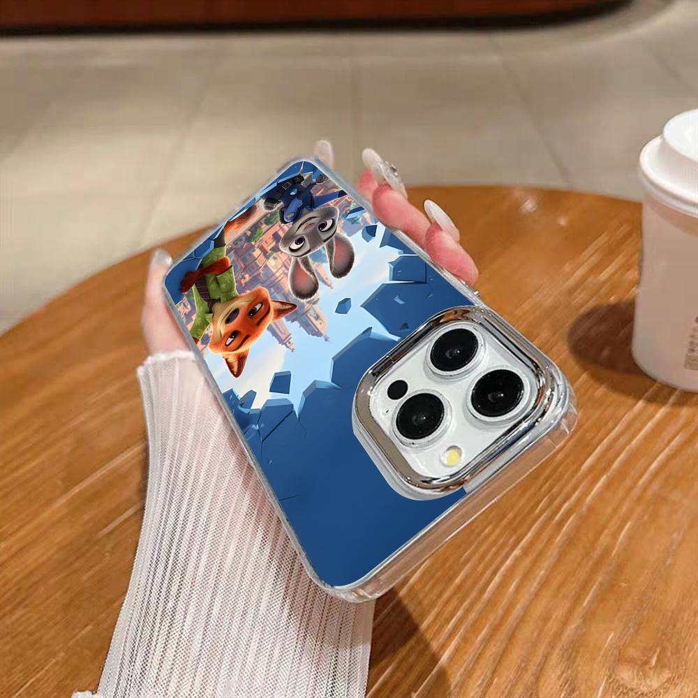 Z-ZootopiaS Nick Judy Phone Case For Iphone 17 16 15 14 13 12 11 Pro Max Xr Air Plus Silicone Cover Silver Hard Shell Cover