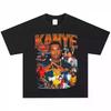 2025 Kanye West Hip Hop Rapper American Vintage T-shirt Small Neckline Short Sleeve Vintage Fashion High Quality Luxury Brand