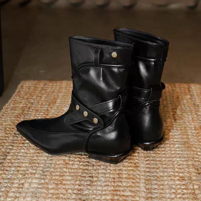 

Женские ботильоны на каблуке Элегантные туфли с острым носком Зимняя мода Ботинки челси Новый тренд на низком каблуке Платье Mujer Botas 40