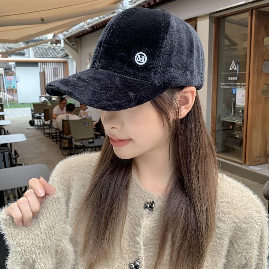 Thermal cap children's M standard cap plush autumn and winter ins versatile fashion show face small baseball cap tide