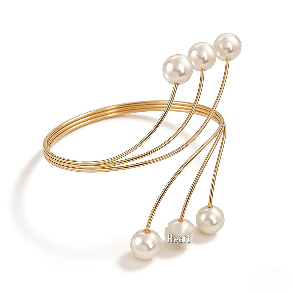 Metal Adjustable Open Pearl Baroque Style Bracelet for Bride