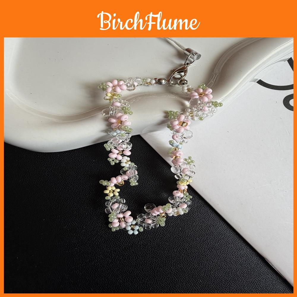 Handmade Girl Phone Lanyard With Floral Green Leaf Beads Pvc Cord For Smartphone Accessories