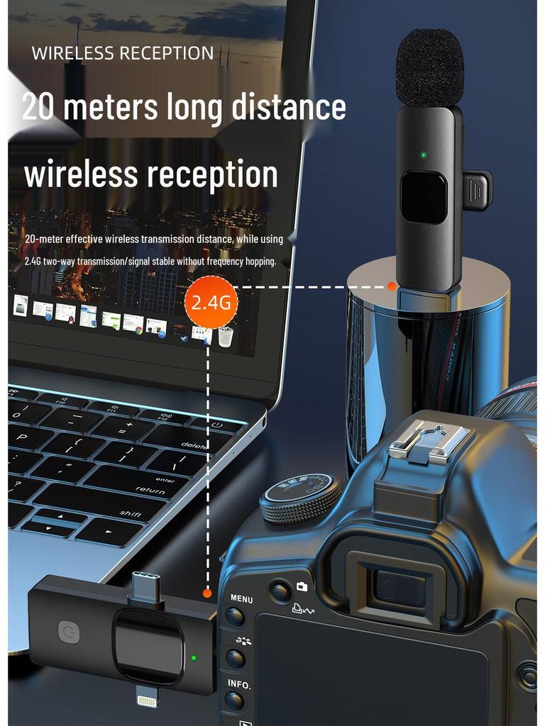 Wireless Lavalier Microphone with High-Definition Sound, Noise Reduction, and Omnidirectional Pickup for Live Streaming