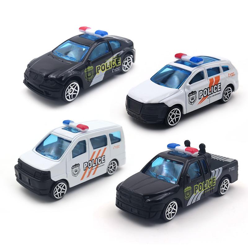 Alloy Pull-Back Police Car Toy - Pocket-Sized Racing Car for Kids
