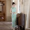 Green Sleeveless National Style New Chinese Daily Suzhou Long Cheongsam Improved Young 1011 New Women's High Sense