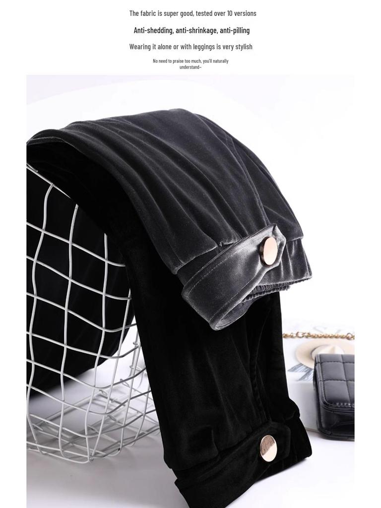 Goldener Samt High-Waist Straight-Leg Hose für Damen - Frühjahr/Herbst 2025 Kollektion