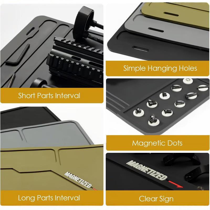 Gun Cleaning Mat Rifle Pistol Gun Mat With Magnetic Dots Non-Slip With Organizer Parts Tray Protective Workbench Mat