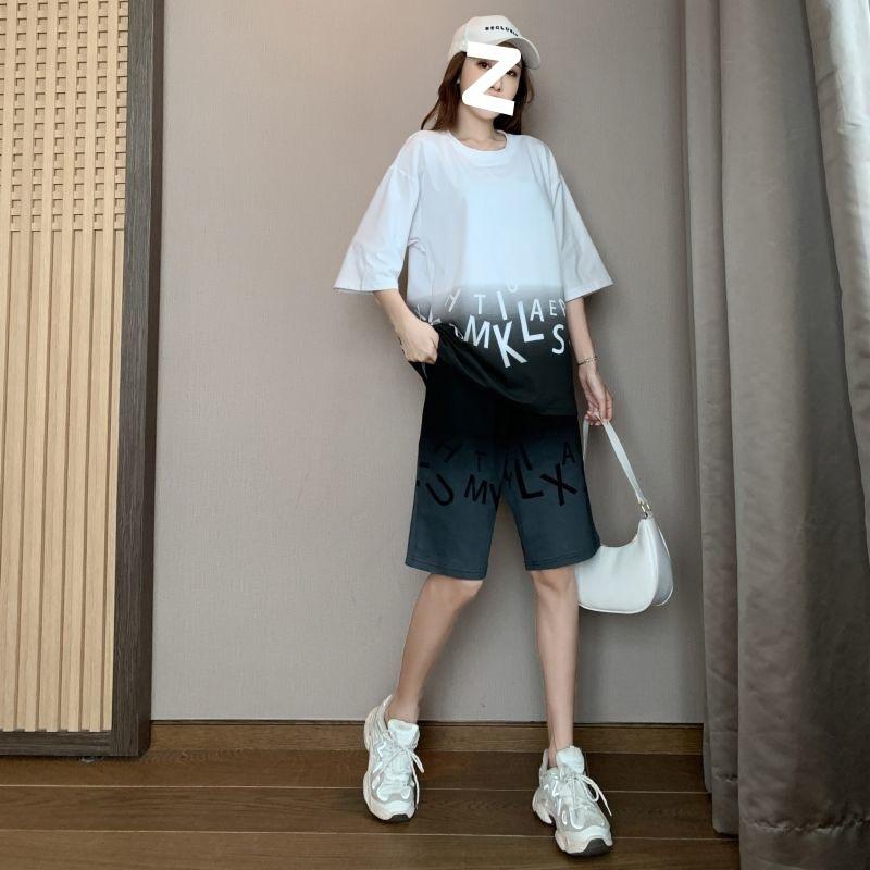 Plus Size Sportswear Suit Women's Summer Fashion Loose Short-sleeved Shorts Two-piece Set