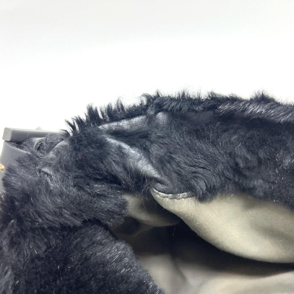 FENDI Mamma Baguette shoulder bags Hand Bag fur / Leather Black/SilverHardware