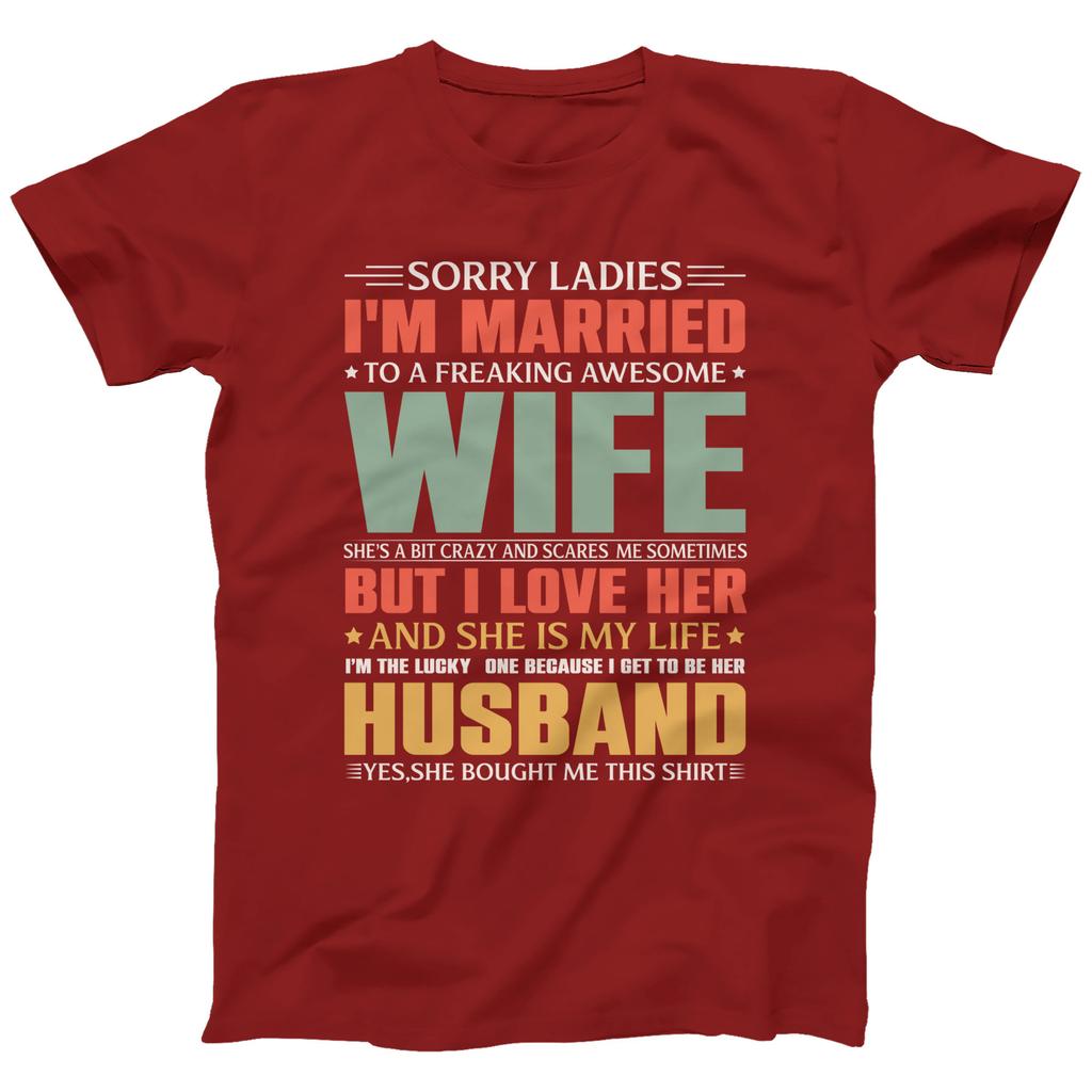 Im Married To A Freaking Awesome Wife Gift TShirt For Unisex Funny Slogan Gift TShirt Valentines Day Gift Shirt Size Available