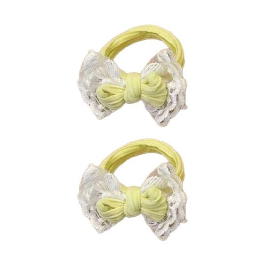 Yousheng Hair Tie Embroidery Lace Double Layer Bow Decor Hair Rope High Elasticity Ponytail Holder Women Hair