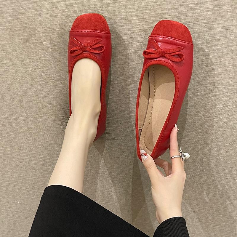 Girly Bow Mary Jane Shoes Women's Autumn Fashion Ballet Shoes Wear Light-mouth Single Shoes