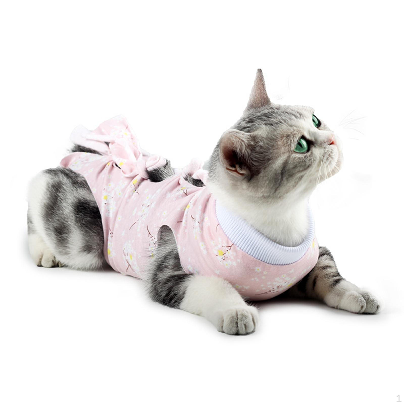 

Cat Recovery Suit Clothes Pajamas Professional Soft for Skin Post Surgery Pet Cats Kittens рожевий