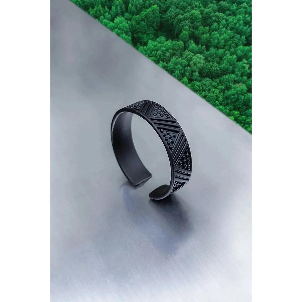 Schwarz plattiertes, verstellbares Ringset für Herren