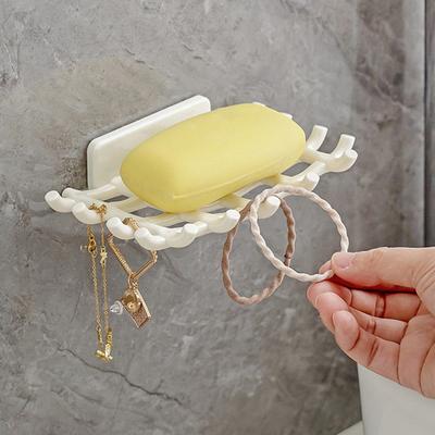 Portasapone con Ganci Multipli Svuotato Drenaggio Rapido Montaggio a Parete Senza Foratura Impermeabile Bagno Bagno Hotel Sapone
